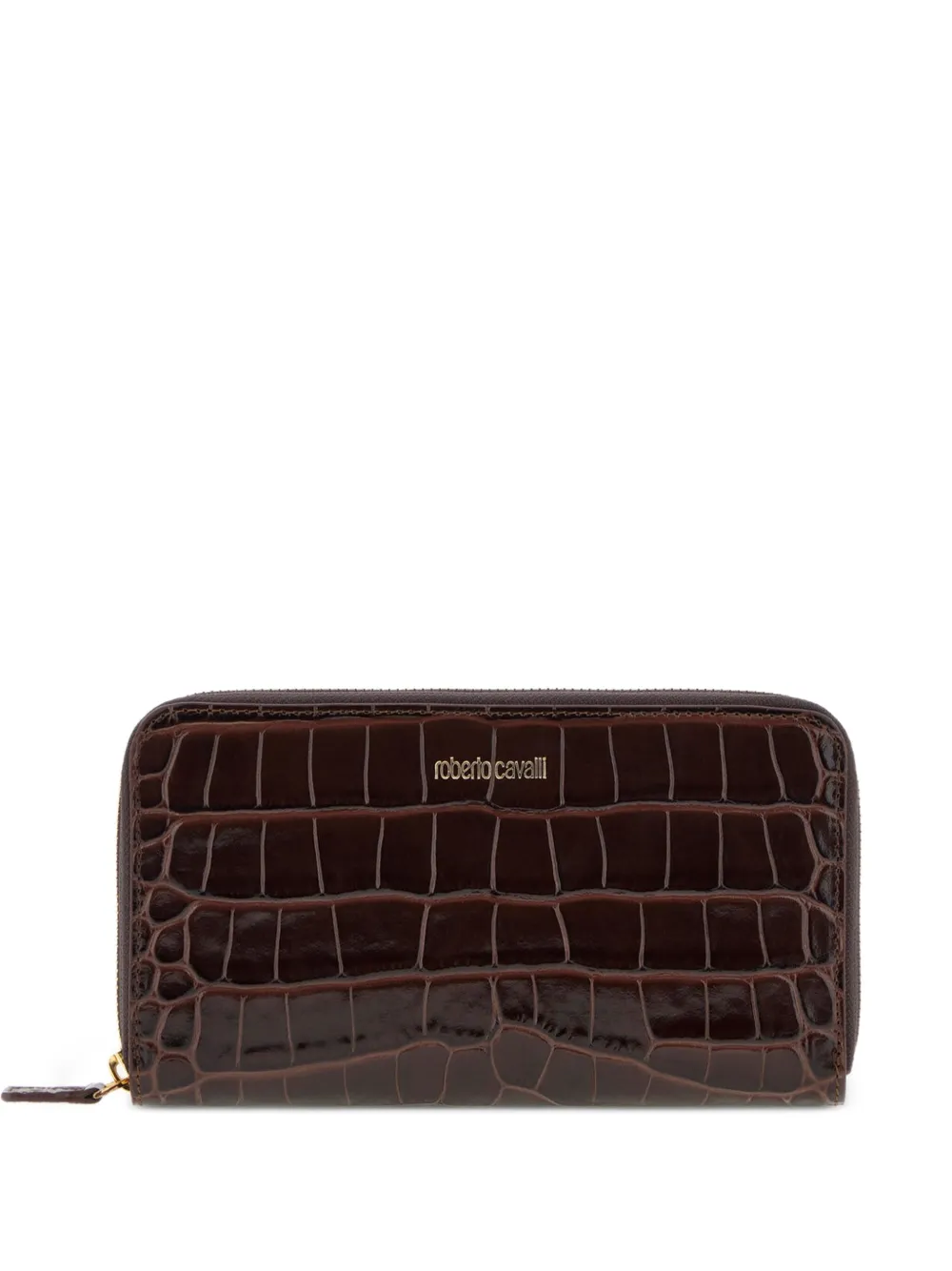 Roberto Cavalli Portemonnee met krokodillen-reliëf Bruin