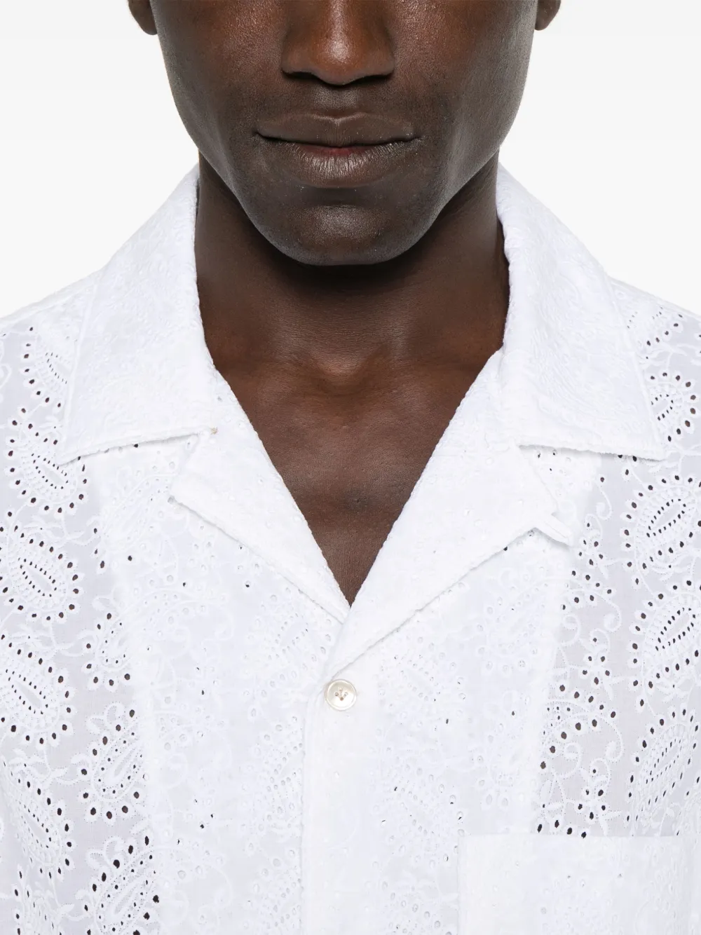 Eleventy Broderie anglaise overhemd Wit
