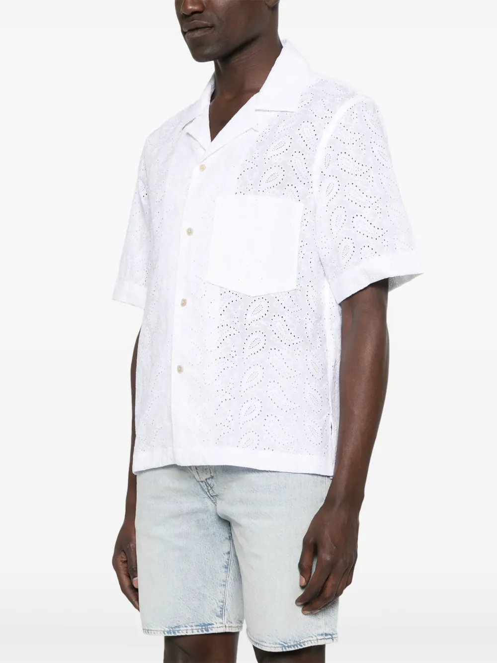 Eleventy Broderie anglaise overhemd Wit