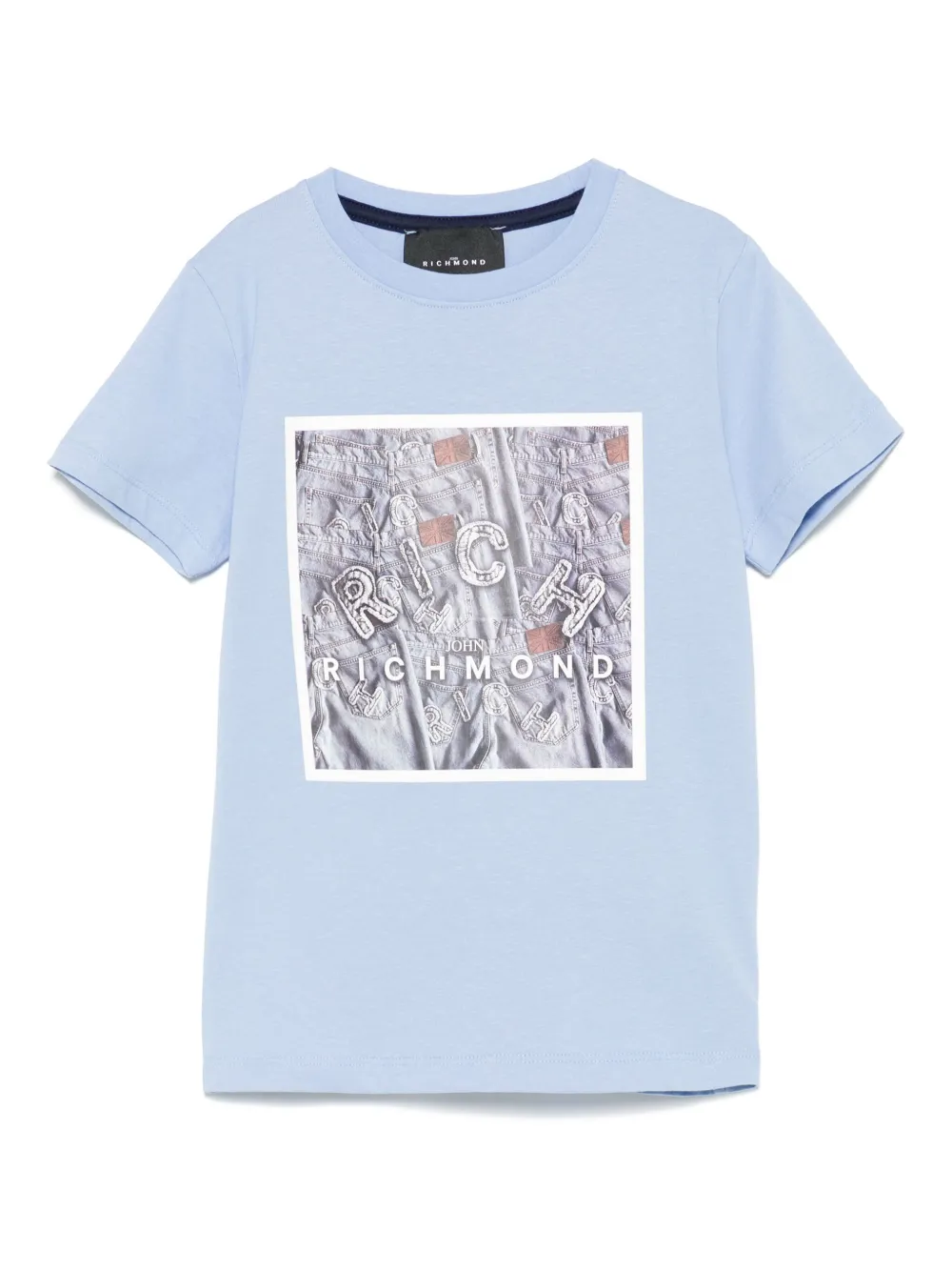 John Richmond Junior T-shirt met logoprint Blauw