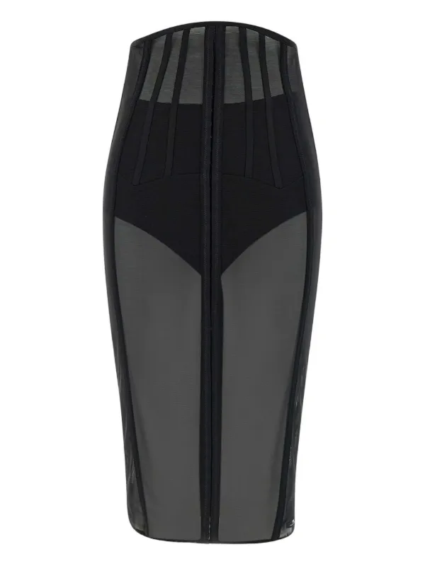 Elisabetta Franchi Events Tulle Midi Skirt | Black | FARFETCH