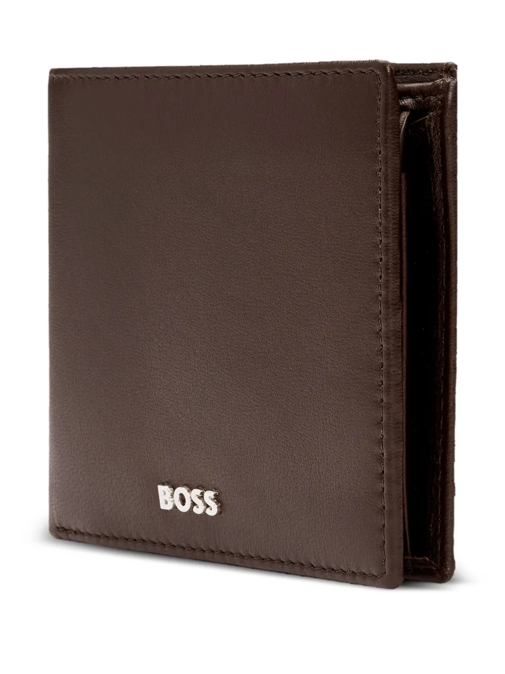 BOSS Leren portemonnee met logoprint Bruin