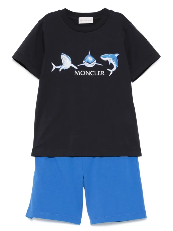 Moncler Enfant shark-print Short And T-shirt Set | Blue | FARFETCH