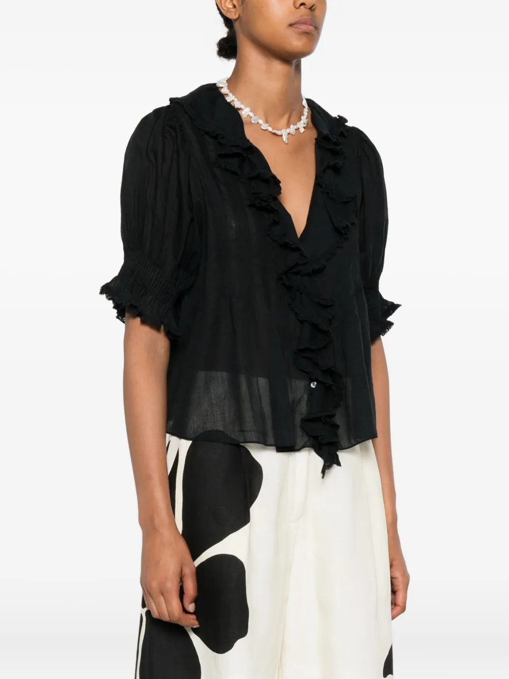  Dôen Henri Ruffled Blouse - Black 
