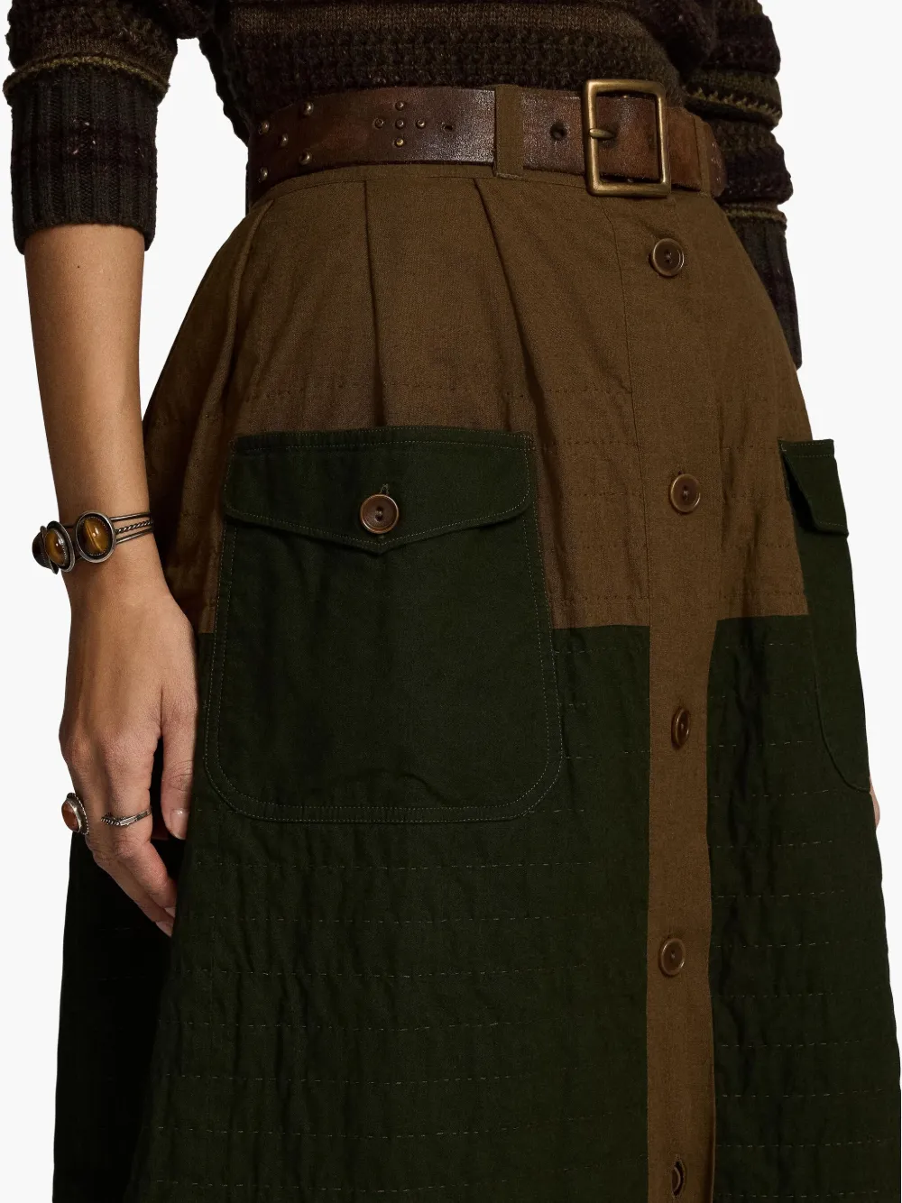 Ralph Lauren RRL Midi-rok met gemixt vlak Groen