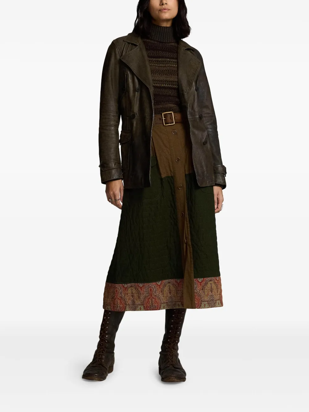 Ralph Lauren RRL Midi-rok met gemixt vlak - Groen