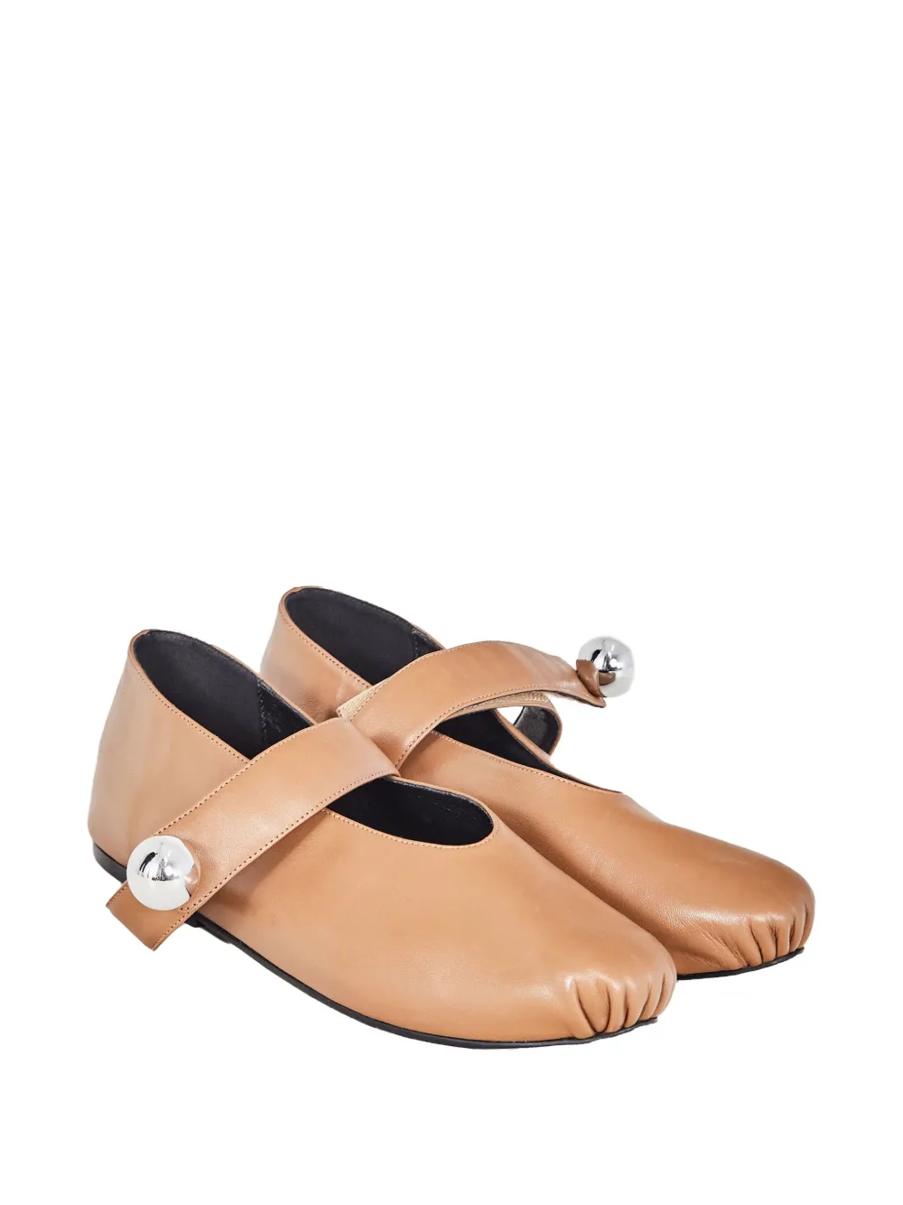 Gloria Coelho Leather Ballerina Shoes In Neutrals