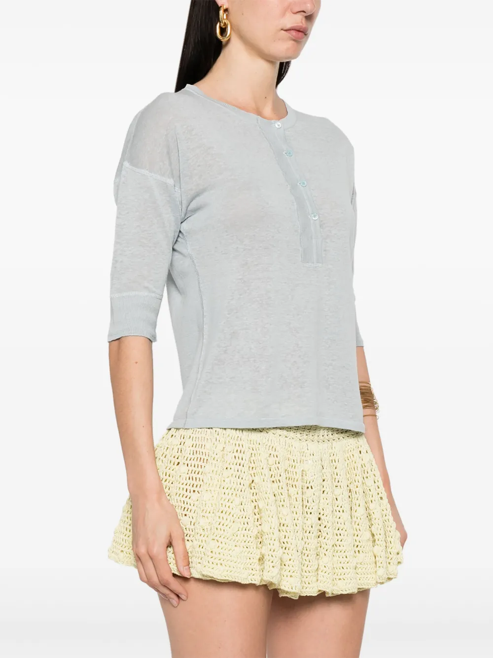 Chloé Fijngeribbeld T-shirt Blauw