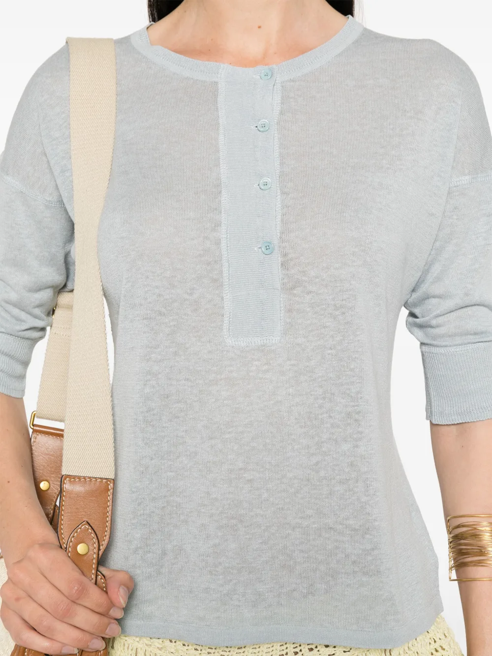 Chloé Fijngeribbeld T-shirt Blauw