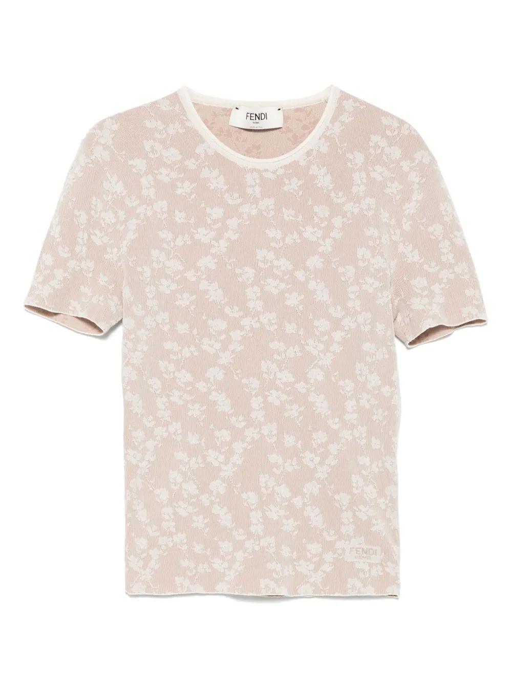 FENDI T-shirt met bloemenjacquard Beige