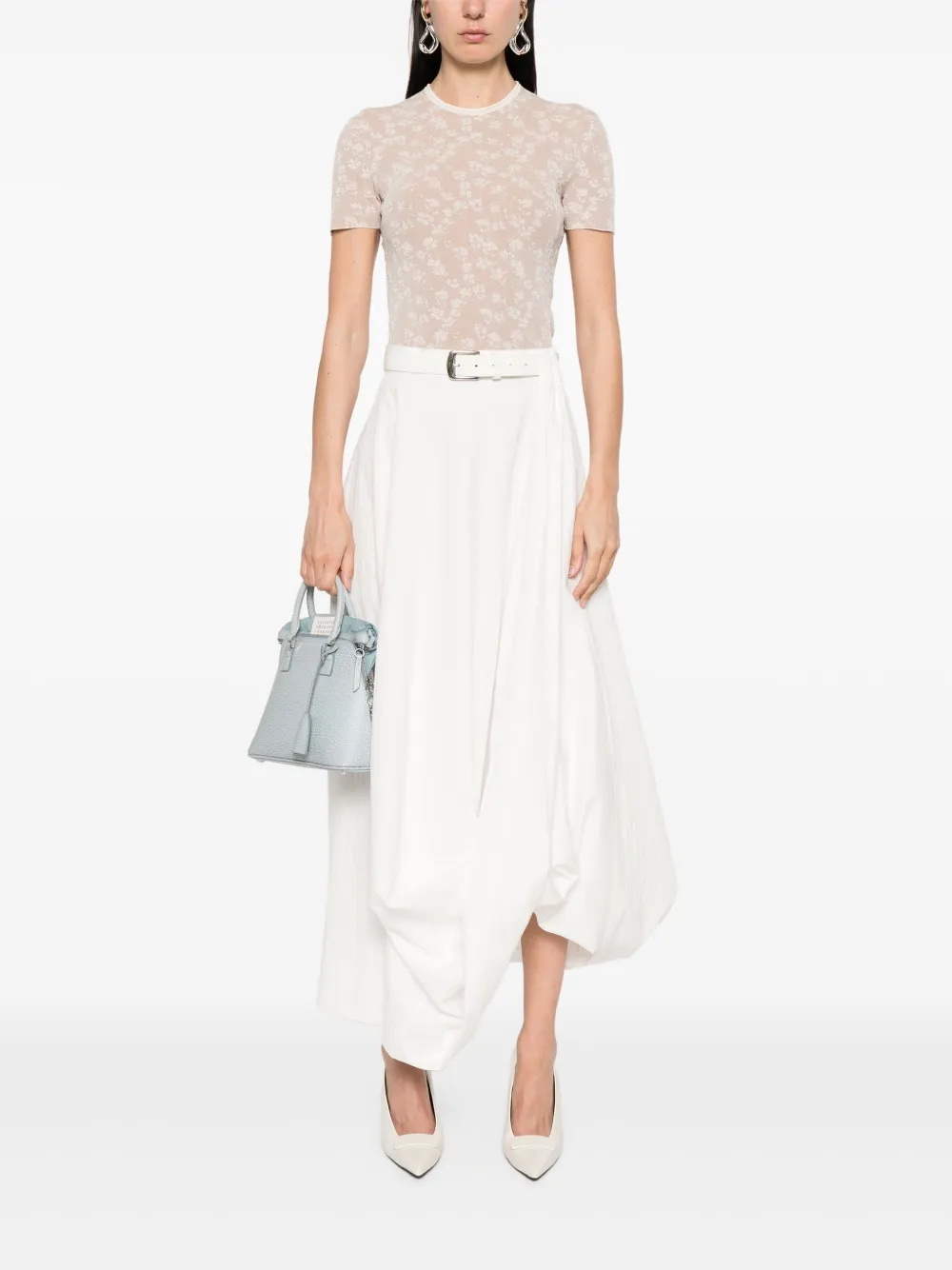 FENDI T-shirt met bloemenjacquard Beige