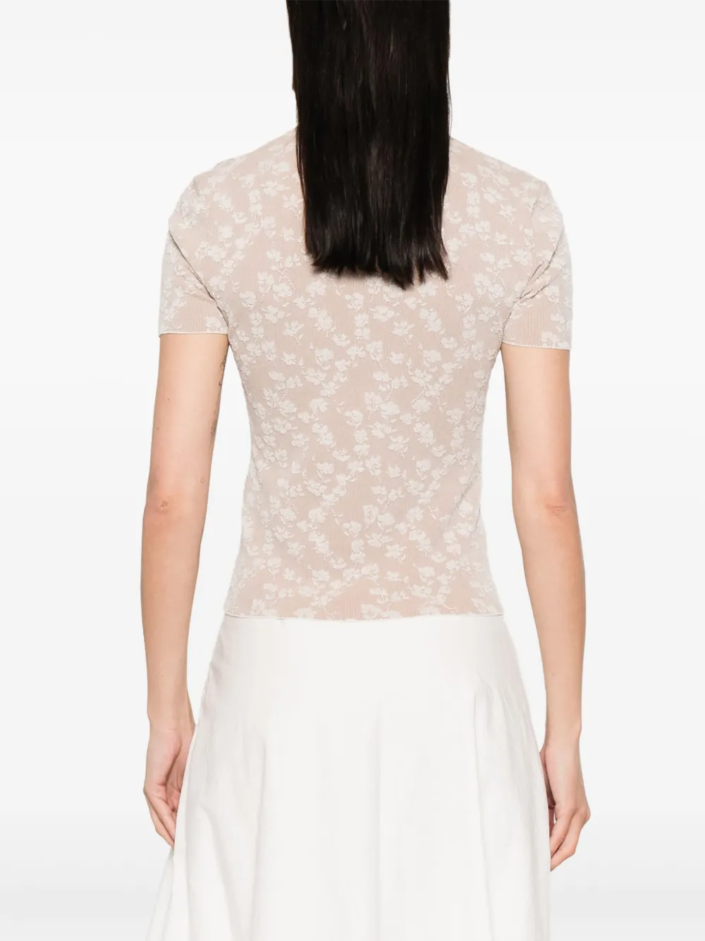 FENDI T-shirt met bloemenjacquard Beige