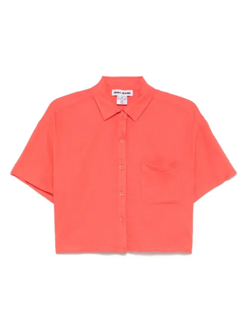 DKNY chemise à coupe crop - Rose - DKNY - Modalova