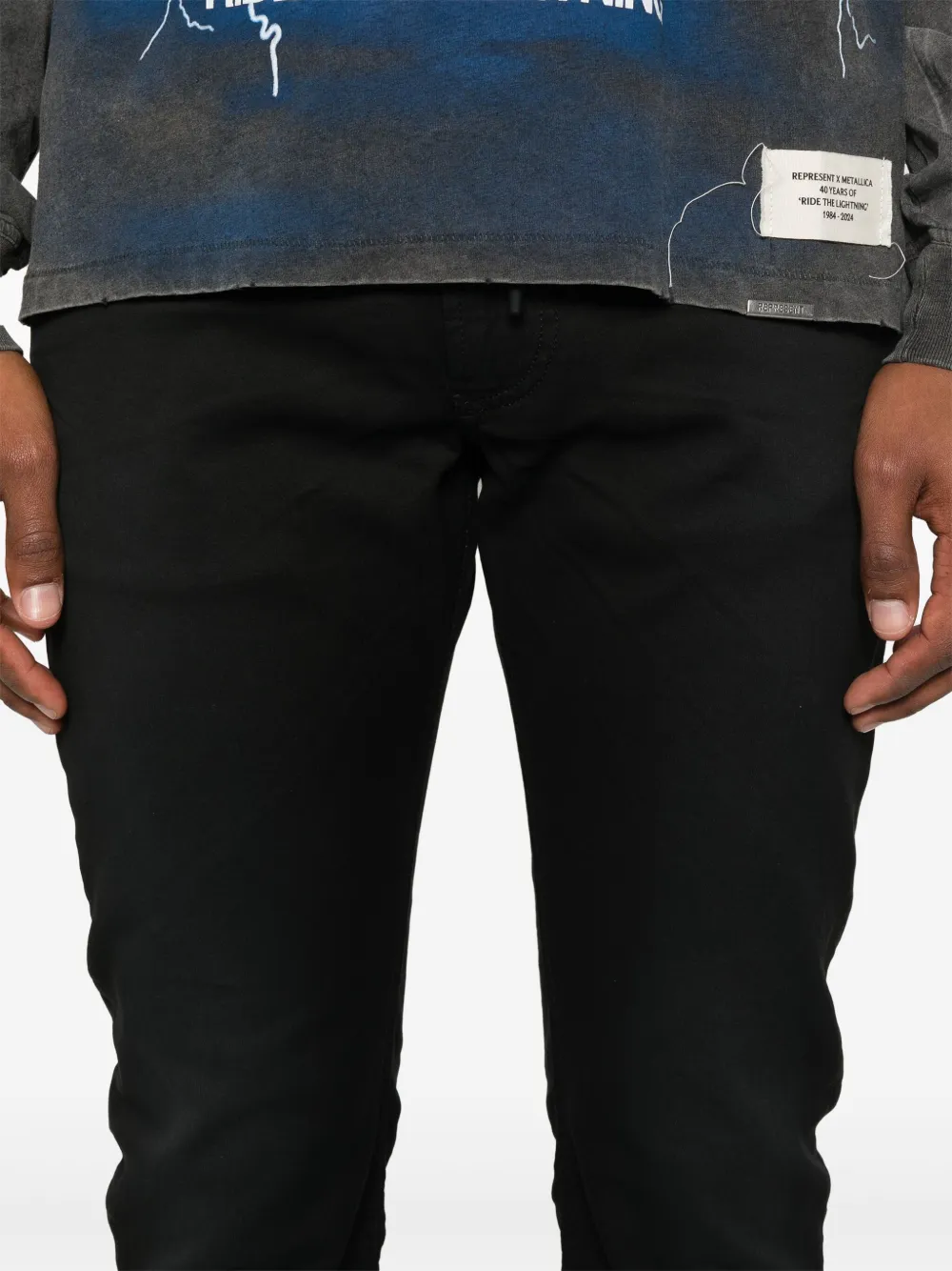Diesel Jeans met geborduurd logo Zwart