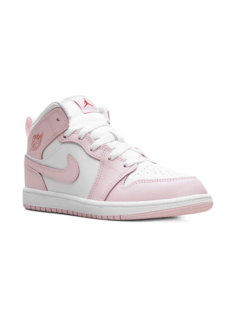 Jordan Kids Jordan 1 Mid "Pink Foam Fire Red White" sneakers Roze