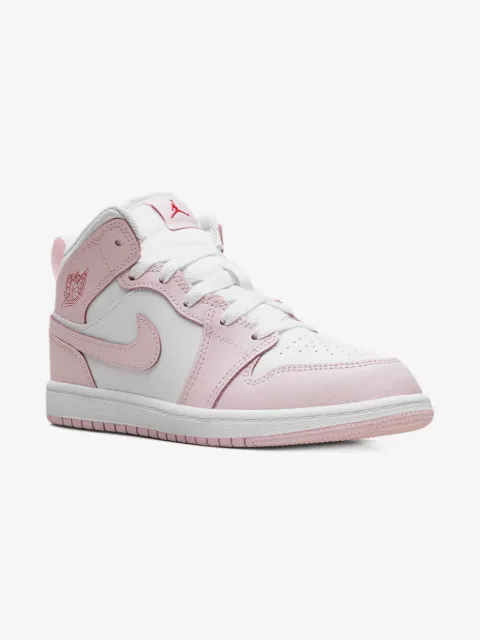 Jordan Kids Jordan 1 Mid "Pink Foam Fire Red White" sneakers
