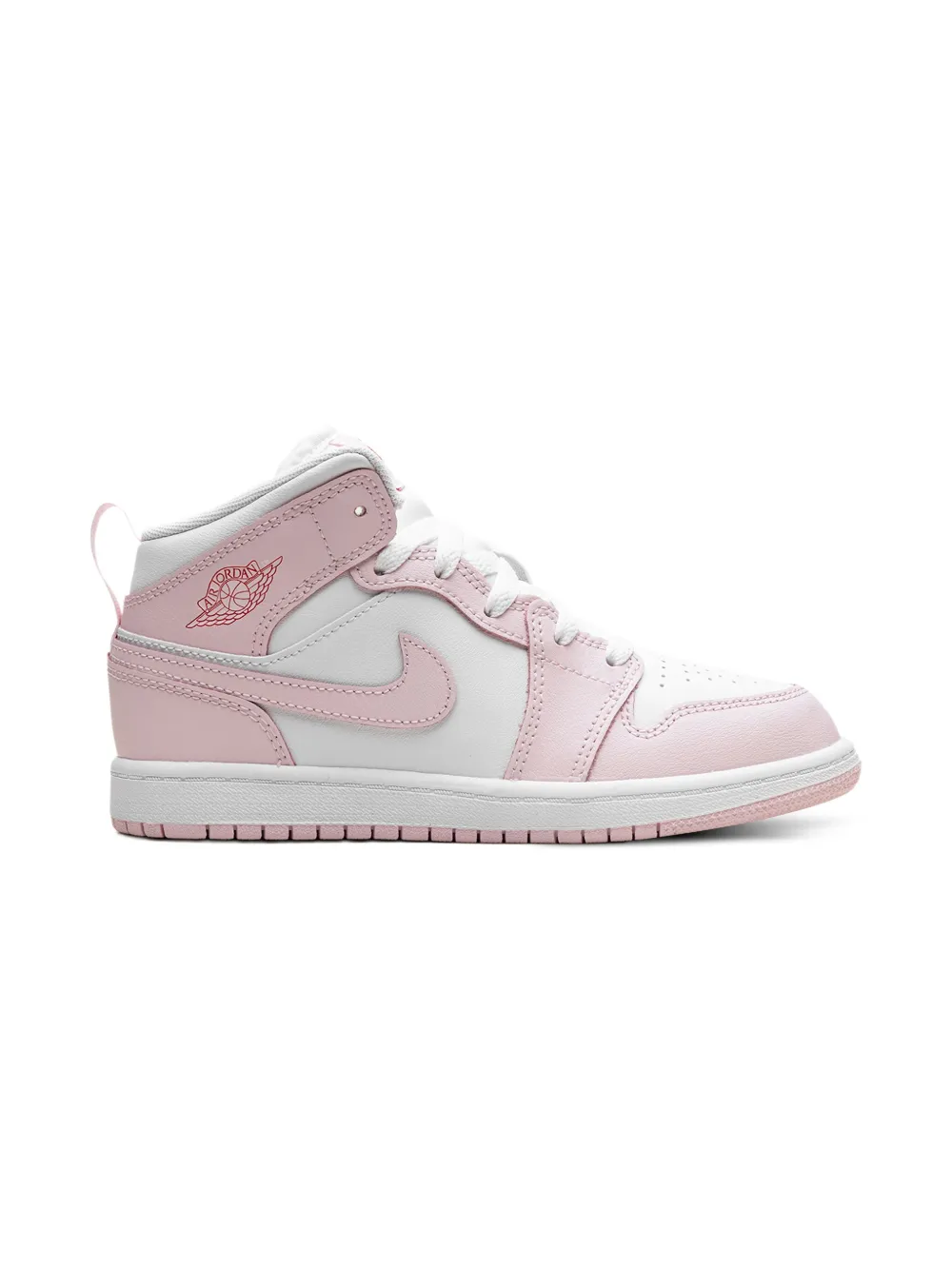Jordan Kids Jordan 1 Mid "Pink Foam Fire Red White" sneakers | Girls Shoes | Image 2