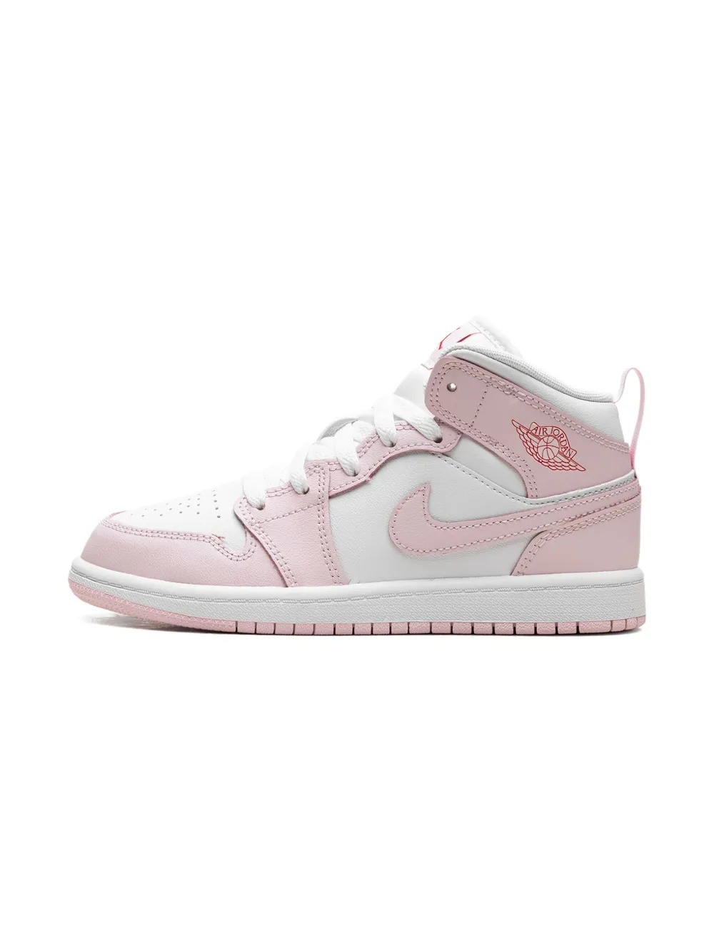 Jordan Kids Jordan 1 Mid "Pink Foam Fire Red White" sneakers