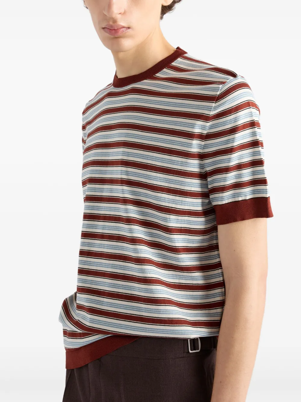 Prada Gestreept T-shirt Rood