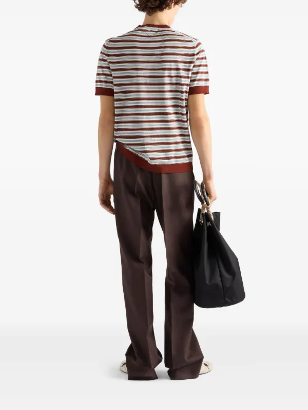 Prada Striped Cotton T-shirt | Red | FARFETCH RO