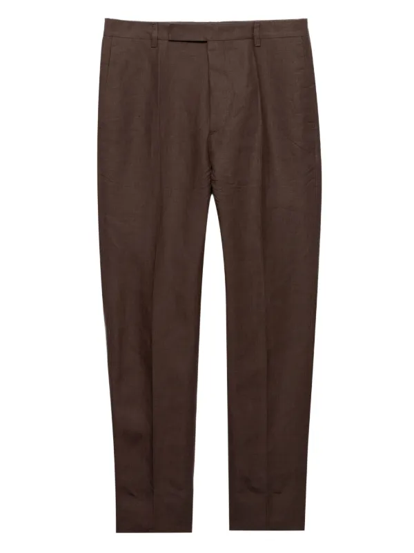 Prada Linen Trousers Brown FARFETCH HK
