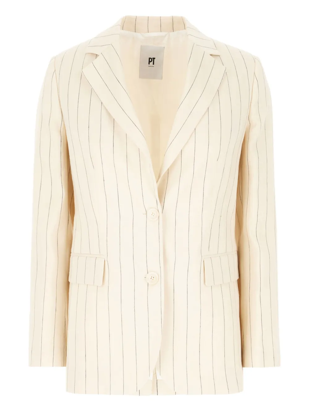 Shop Pt Torino Pinstriped Blazer In Neutrals