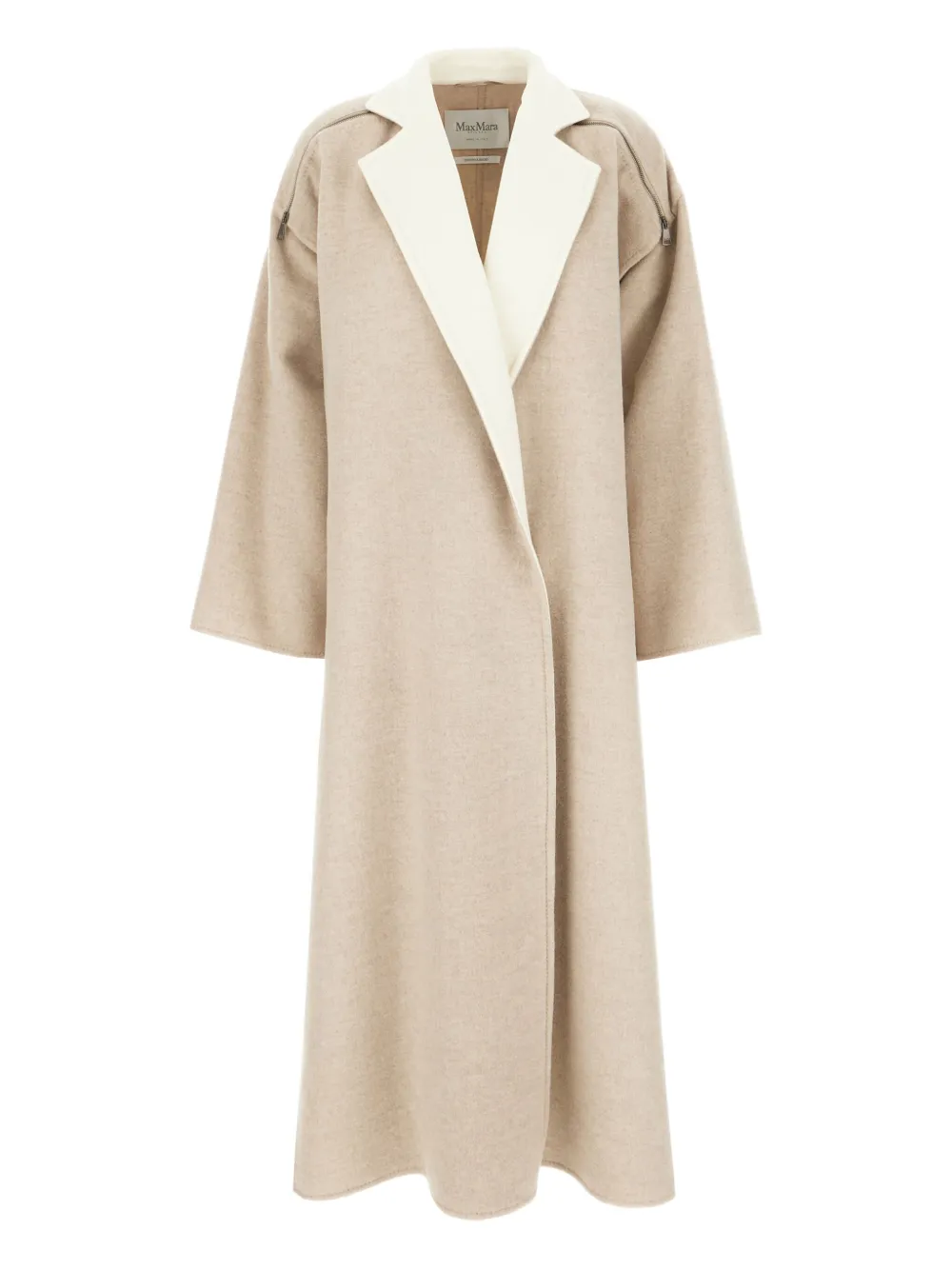 Max Mara Wool Blend Coat Lapel Contrasting In 中性色