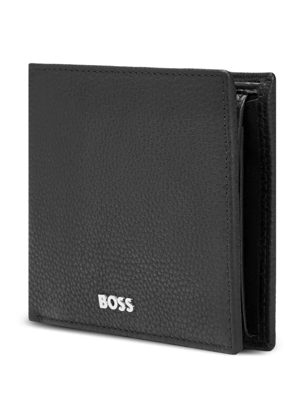 BOSS Leren portemonnee met logoprint Zwart