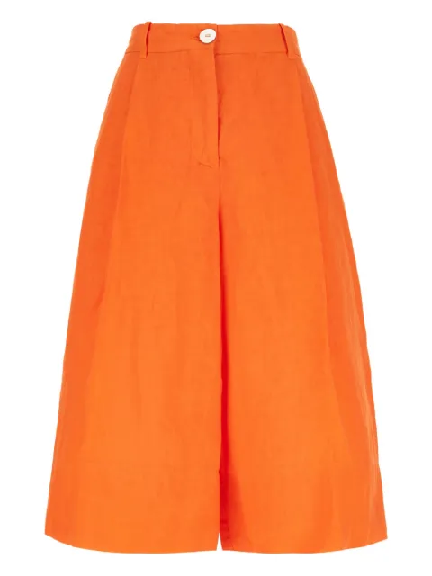 Malo pleated-front linen shorts