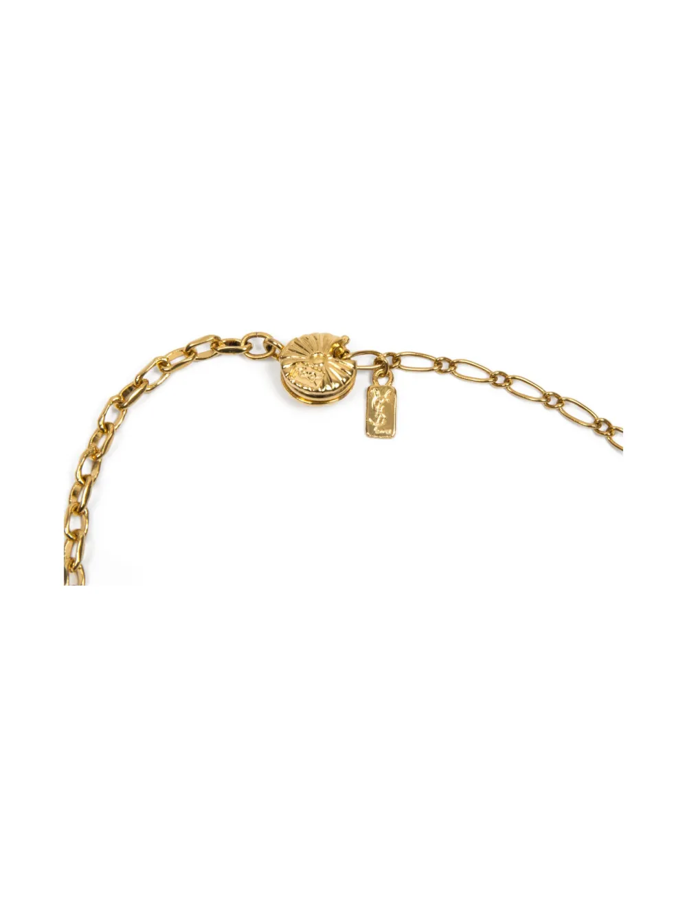 Pre-owned Saint Laurent 1990s Cassandre-logo Necklace In Gold