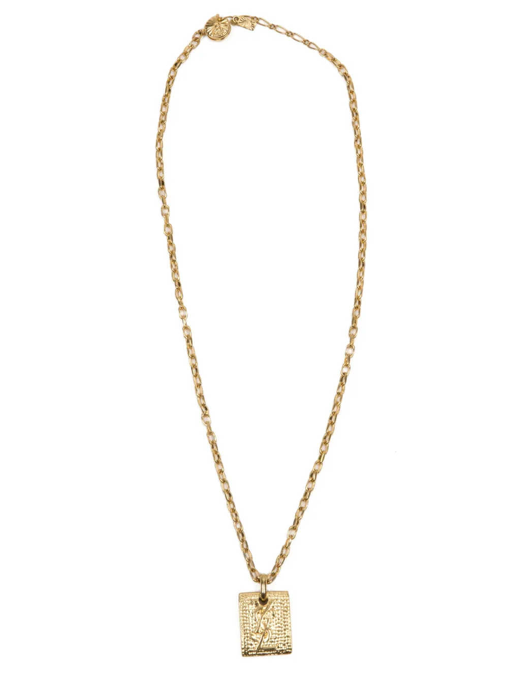 Pre-owned Saint Laurent 1990s Cassandre-logo Necklace In Gold