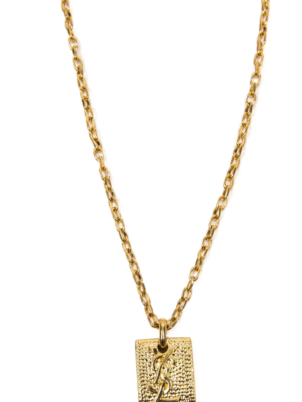 Pre-owned Saint Laurent 1990s Cassandre-logo Necklace In Gold