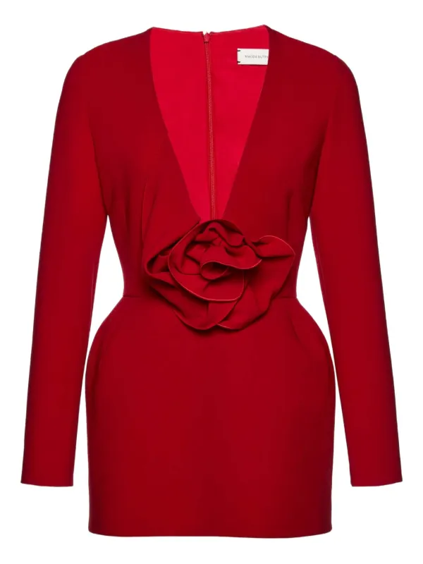Magda Butrym floral-appliqué Dress Red FARFETCH JO