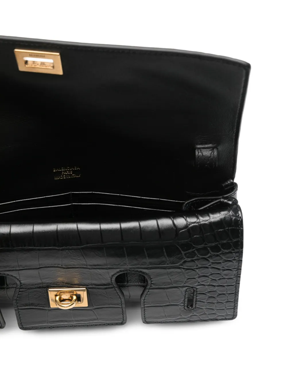 Balenciaga embossed croc crossbody bag Zwart