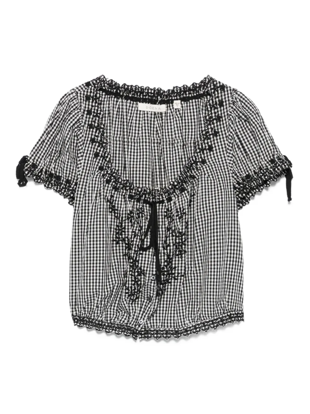 DÔEN Nera gingham cropped blouse - Nero