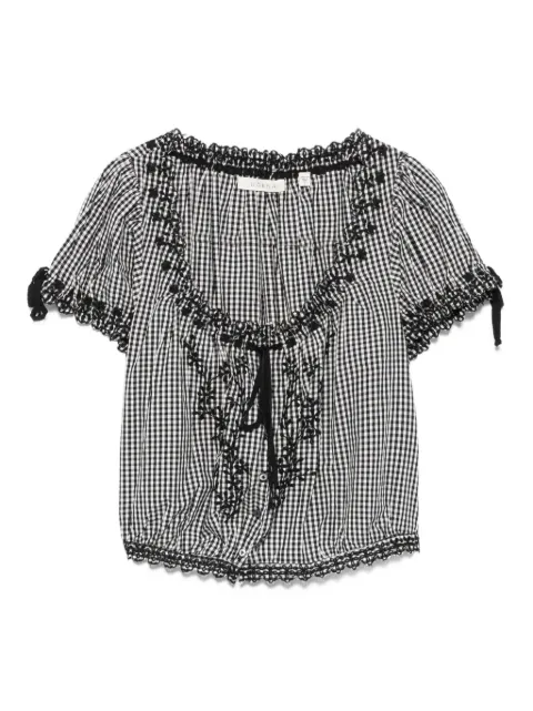 DÔEN Nera gingham cropped blouse