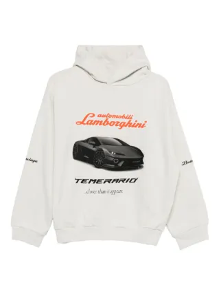 BALENCIAGA ホワイト パーカー グラフィックプリント Balenciaga x Automobili Lamborghini グラフィック パーカー