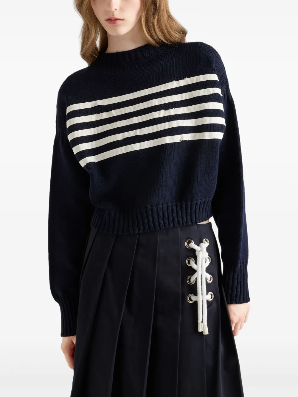 Prada Gestreepte katoenen trui Blauw