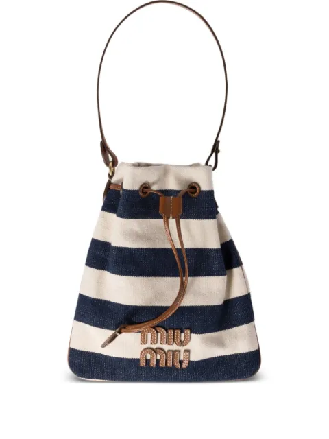 Miu Miu bolsa bucket con rayas estampadas