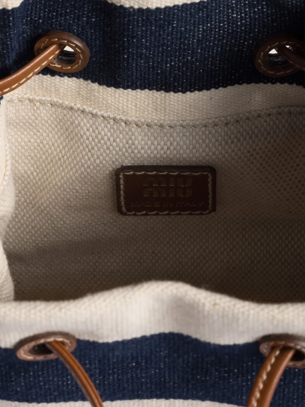 Miu Gestreepte bucket-tas Blauw