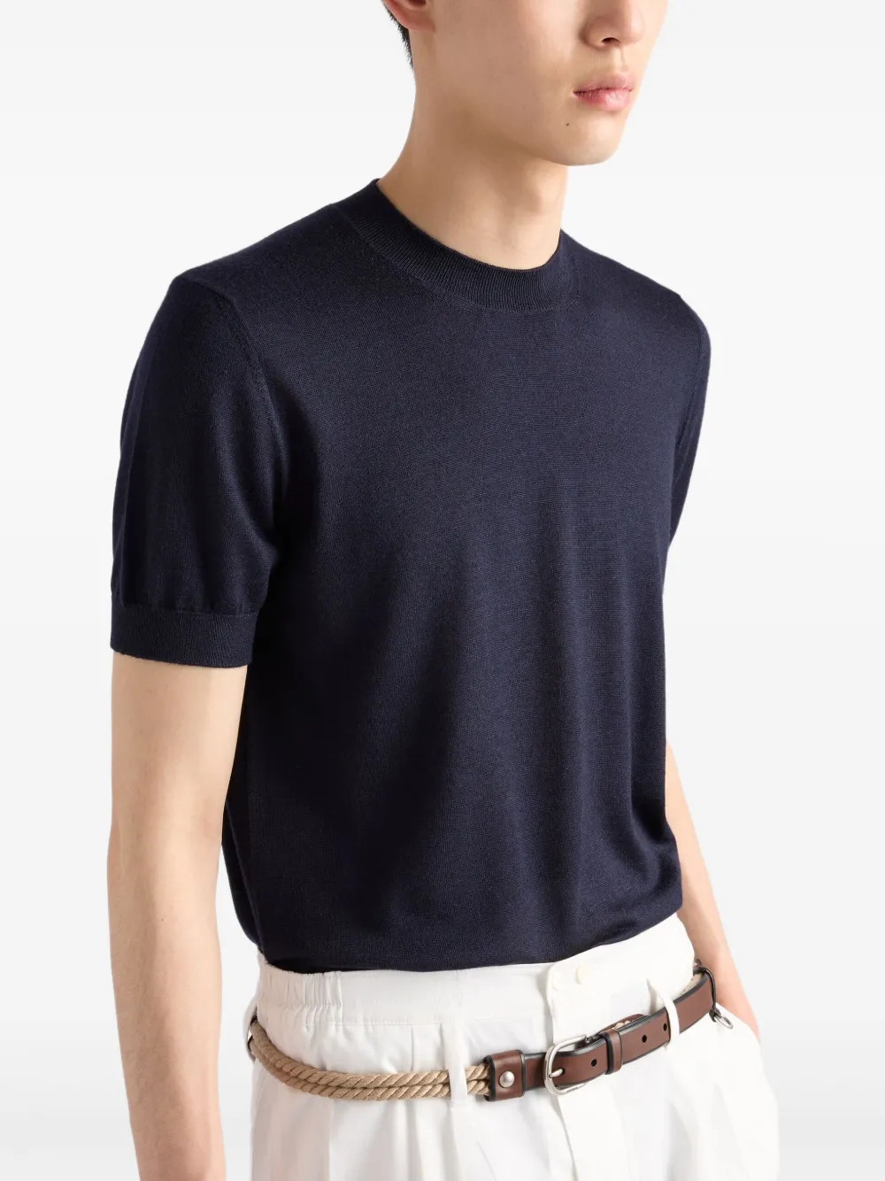 Prada Kasjmier T-shirt met ronde hals Blauw