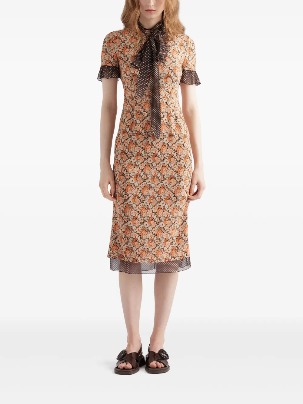 Prada Jurk met bloemenprint - Oranje