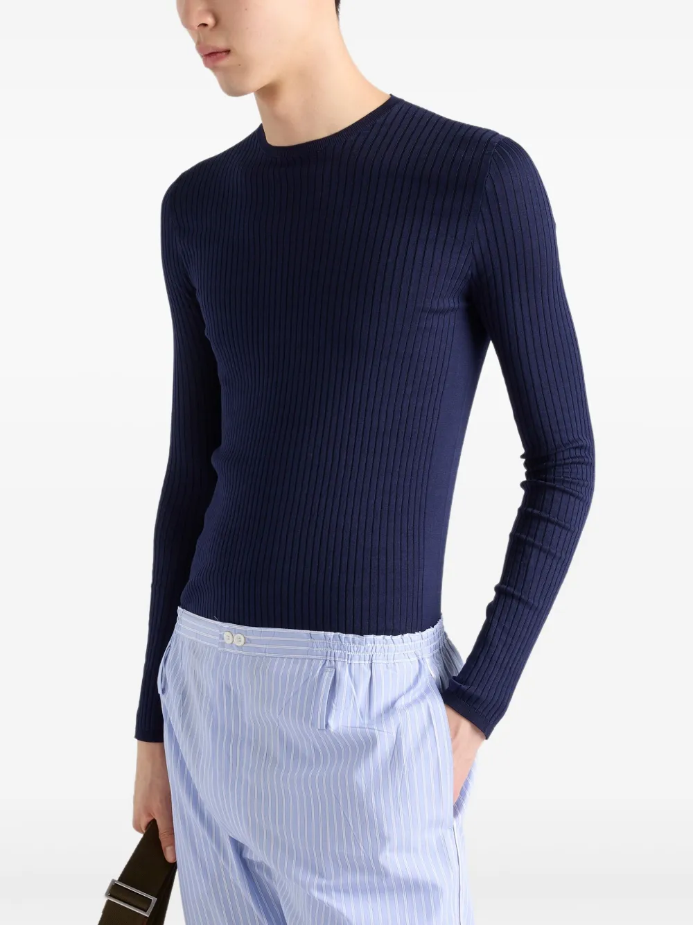Prada Geribbelde trui Blauw