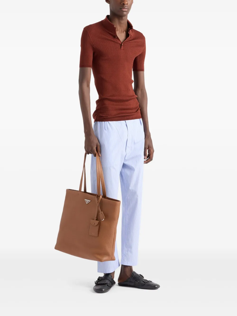 Prada Geribbeld katoenen poloshirt - Oranje