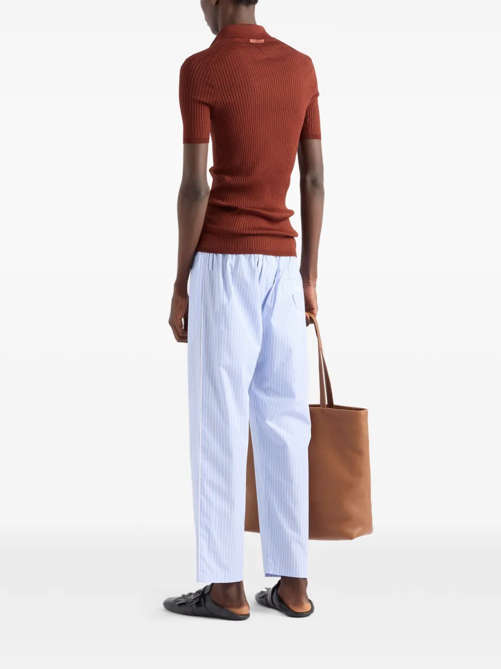 Prada Geribbeld katoenen poloshirt Oranje