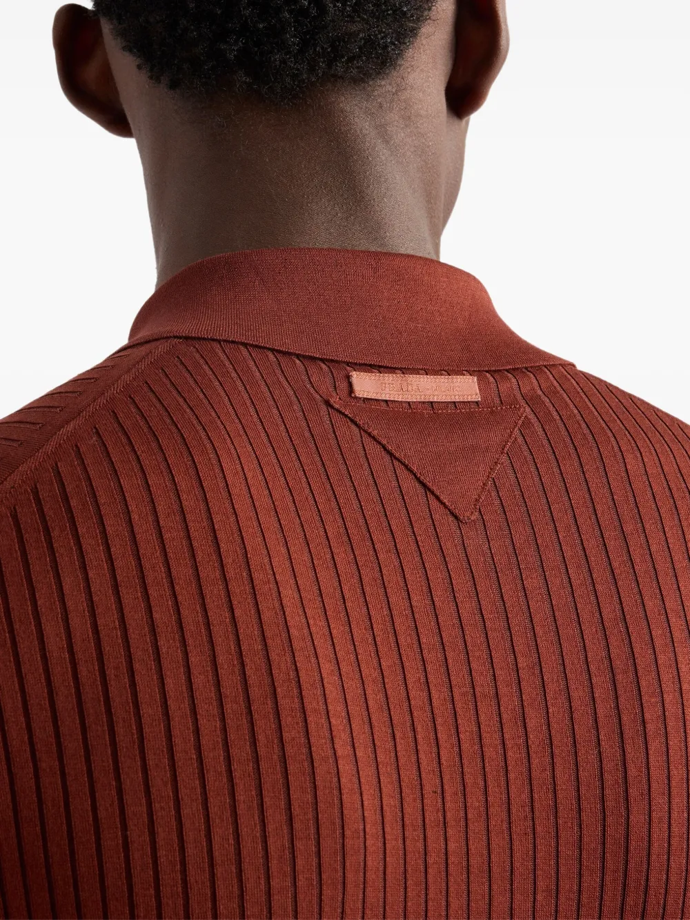 Prada Geribbeld katoenen poloshirt Oranje