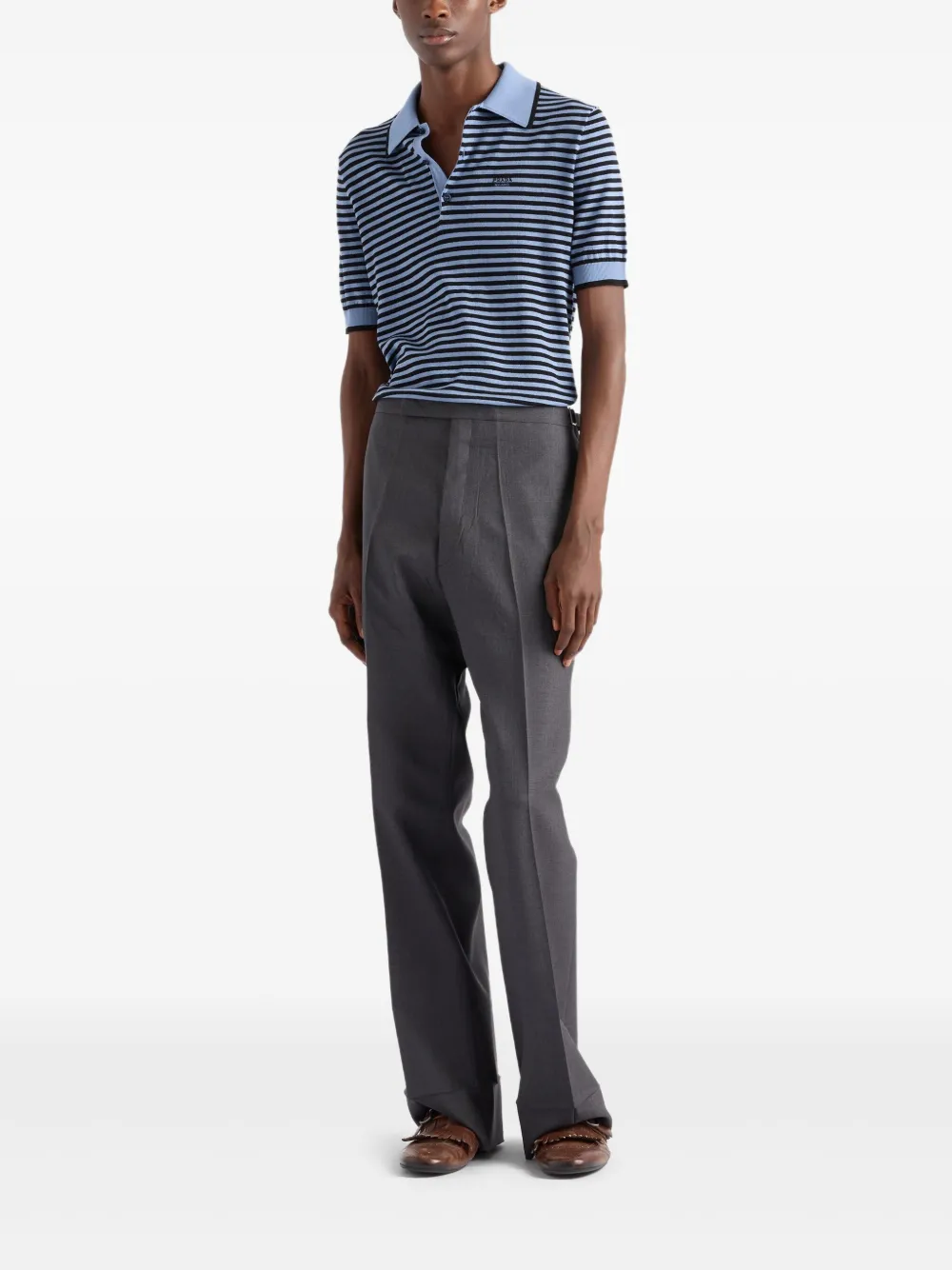 Prada Gestreept katoenen poloshirt - Blauw