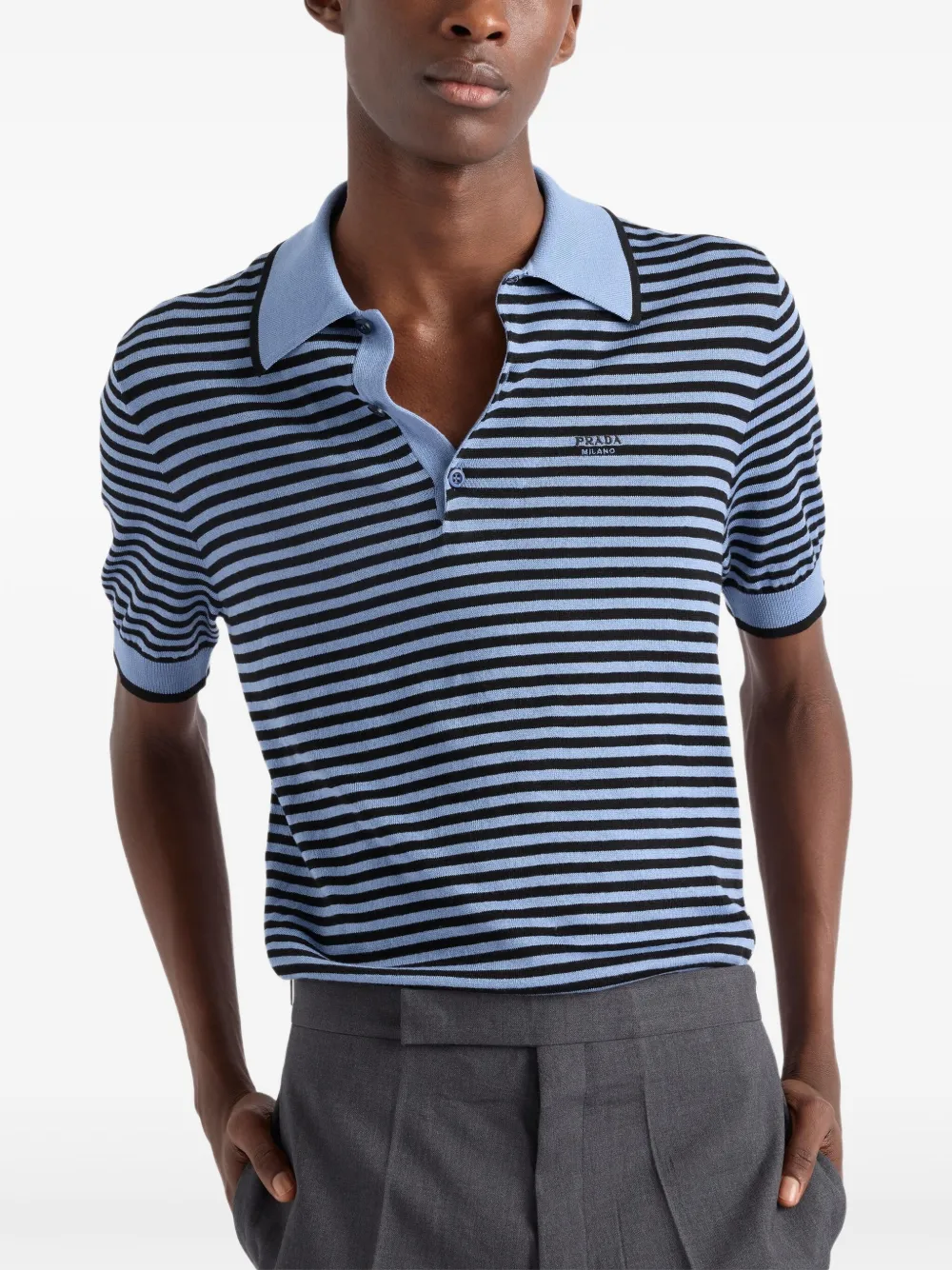 Prada Gestreept katoenen poloshirt Blauw