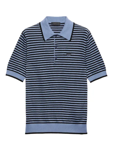 Prada playera tipo polo de algodón a rayas 