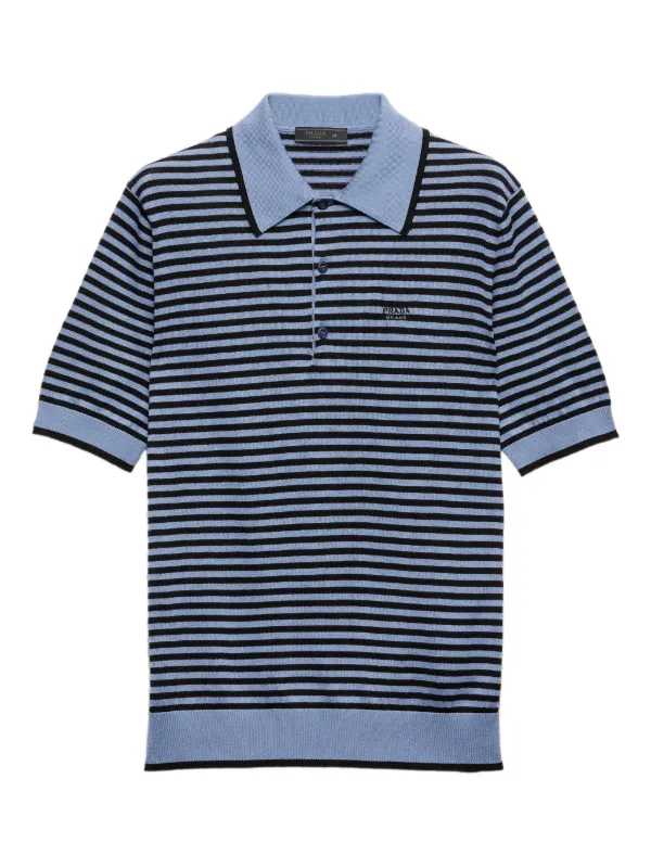 PRADA ホワイト ポロシャツ ストライプ襟 PRADA(プラダ